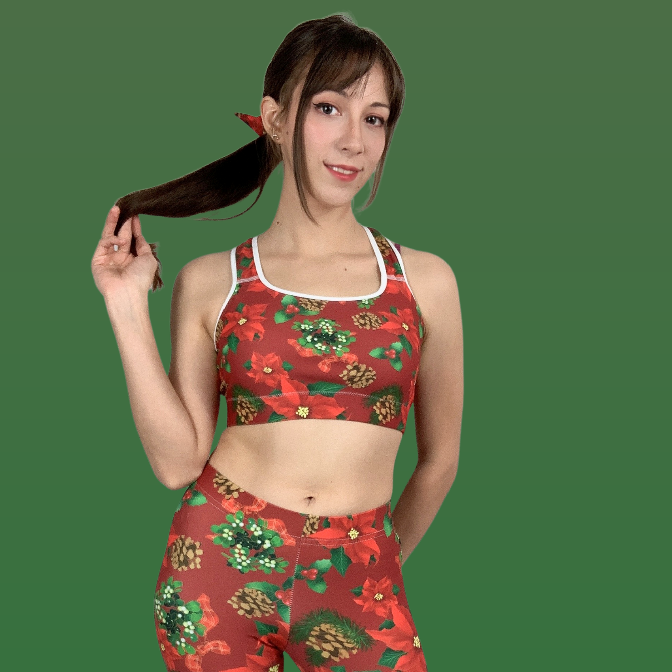 Poinsettia Sports bra (Red) | Koibito Clothing.