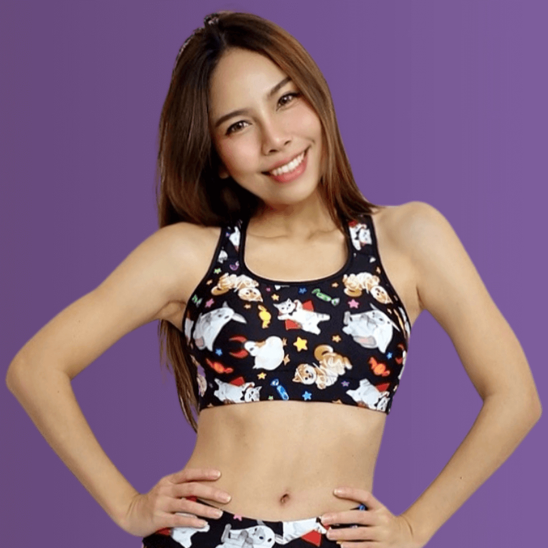 Festive and cute, the Trick or Treaters Sports bra from Koibito is perfect for your workout style.