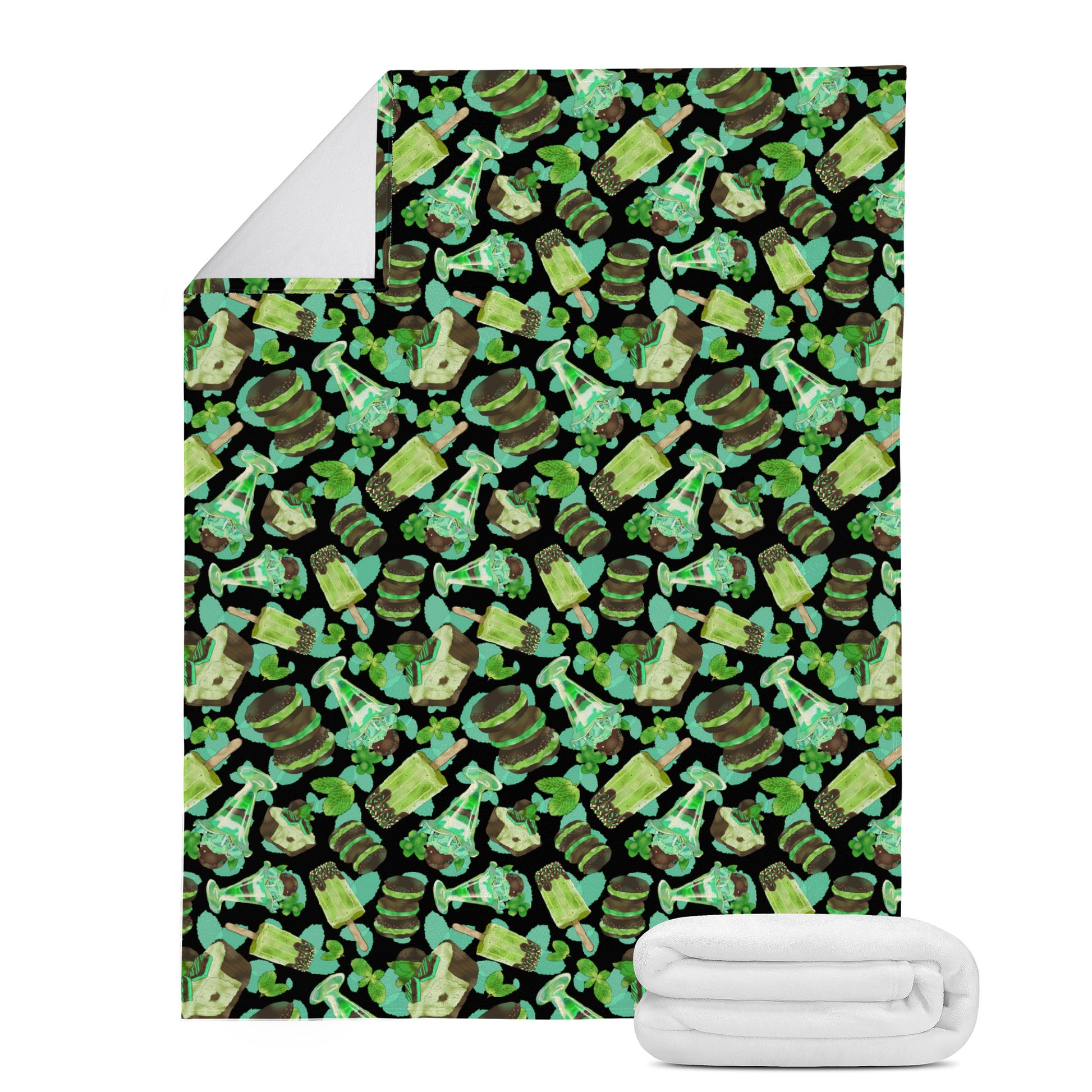 Cozy up with the Choco Mint Blanket (Black), featuring soft suede and ultra-soft fleece for warmth and style.