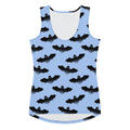 Adorable Lilith Tank Top featuring bats on a light blue background, perfect for sunny days and body-hugging style.