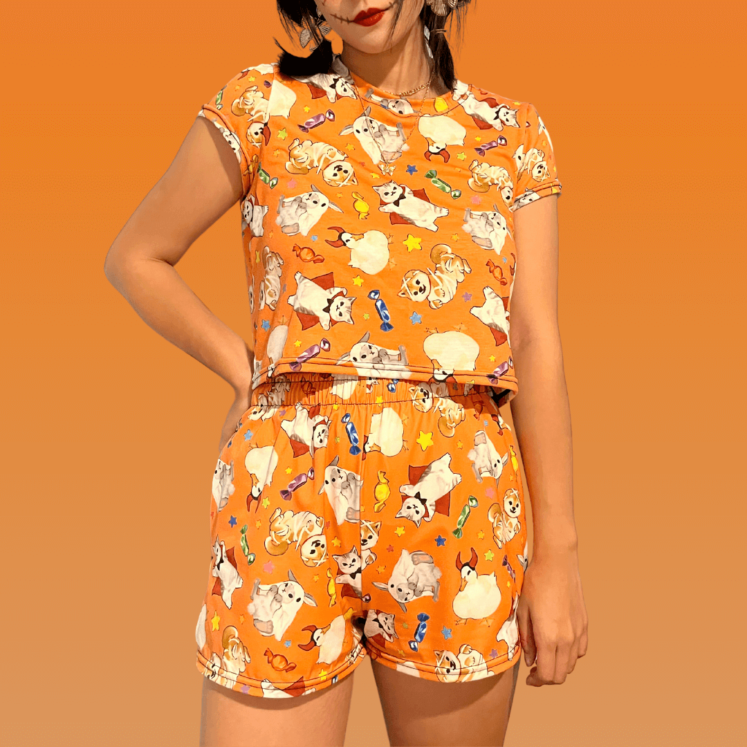 Stylish Trick or Treaters Athletic Short Shorts for a cute, comfy look at home or while celebrating Halloween.