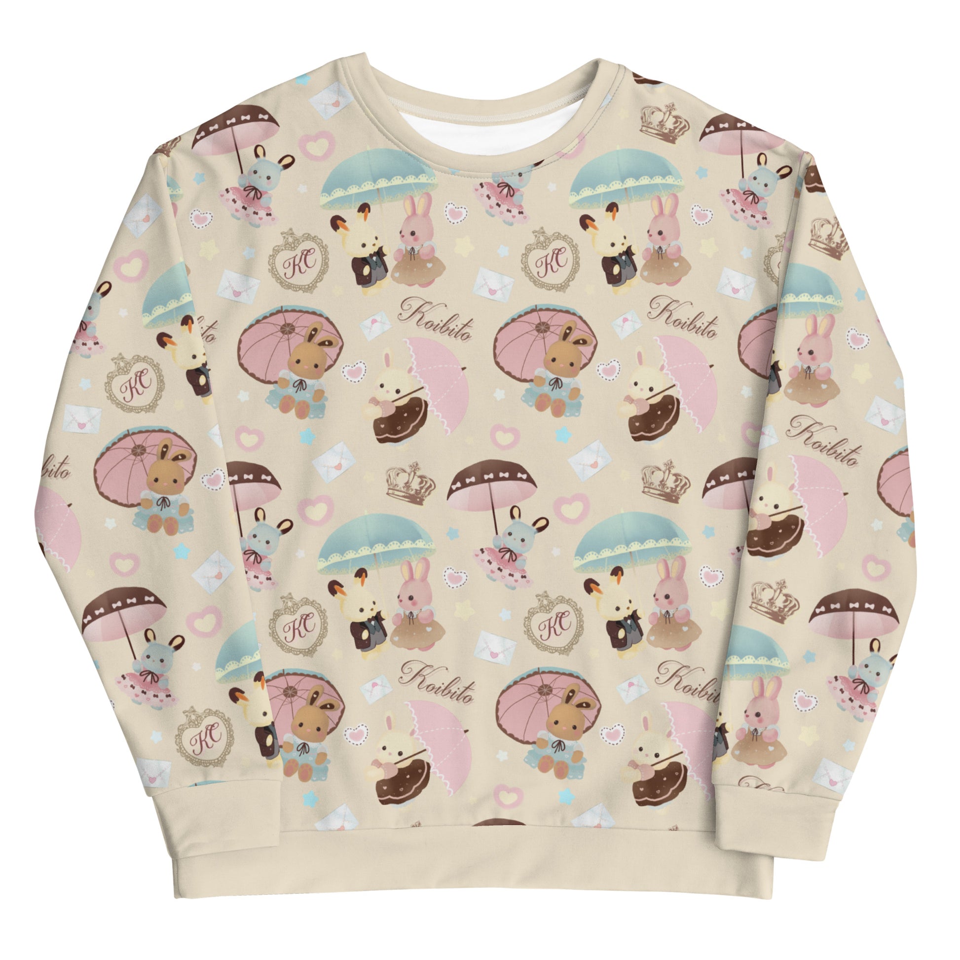 Cute and cozy Parasol Bunny Sweatshirt featuring adorable bunnies and umbrellas, perfect for a stylish look!