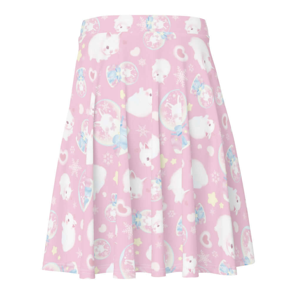 Charming Snow Bunny Skater Skirt in pastel pink featuring playful bunny prints, perfect for a cute outfit!