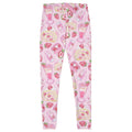 Colorful Strawberry Leggings with playful print of strawberries and desserts on a pink background.