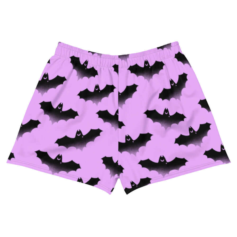 Stylish Aensland Athletic Short Shorts featuring a fun bat print, perfect for workouts and showcasing your dark side.
