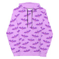 Cozy Aensland Hoodie featuring a vibrant bat print, perfect for fans of Morrigan and unique wardrobe staples.