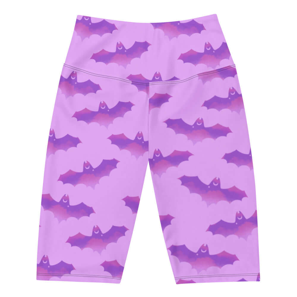 Aensland Biker Shorts feature a vibrant bat print, perfect for stylish comfort and mobility in your outfit.