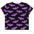 Morrigan-inspired Aensland Crop Top with a playful bats and clouds design, perfect for workouts or casual wear.