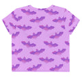 The Aensland Crop Top features a playful bat design, perfect for gym or casual wear, blending style and comfort.