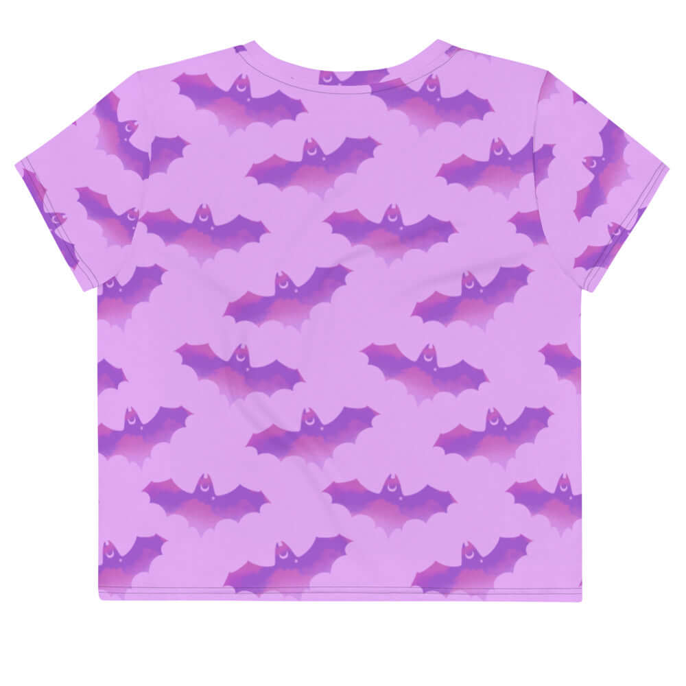 The Aensland Crop Top features a playful bat design, perfect for gym or casual wear, blending style and comfort.