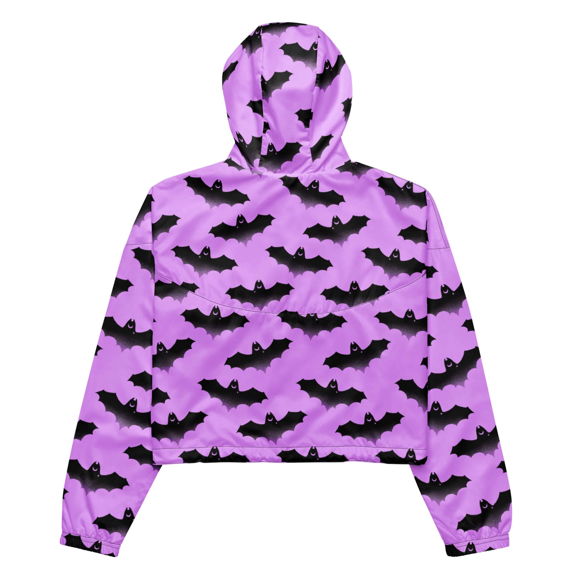 Stay stylish and dry on your adventures with the Aensland cropped windbreaker, featuring a unique bat print design.