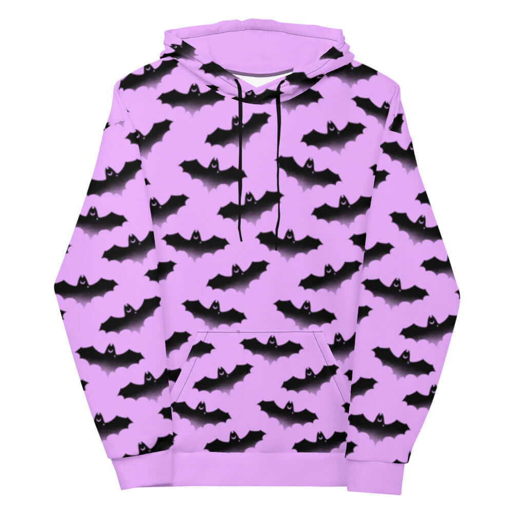 Cozy Aensland Hoodie featuring a vibrant bat and cloud design, perfect for stylish, casual wear.