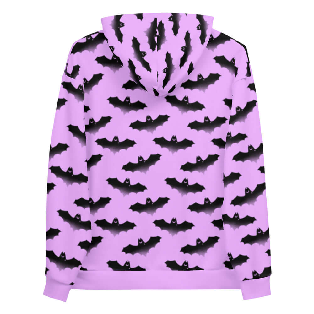 Cozy Aensland Hoodie with a vibrant bat print, perfect for a stylish statement and versatile wardrobe staple.