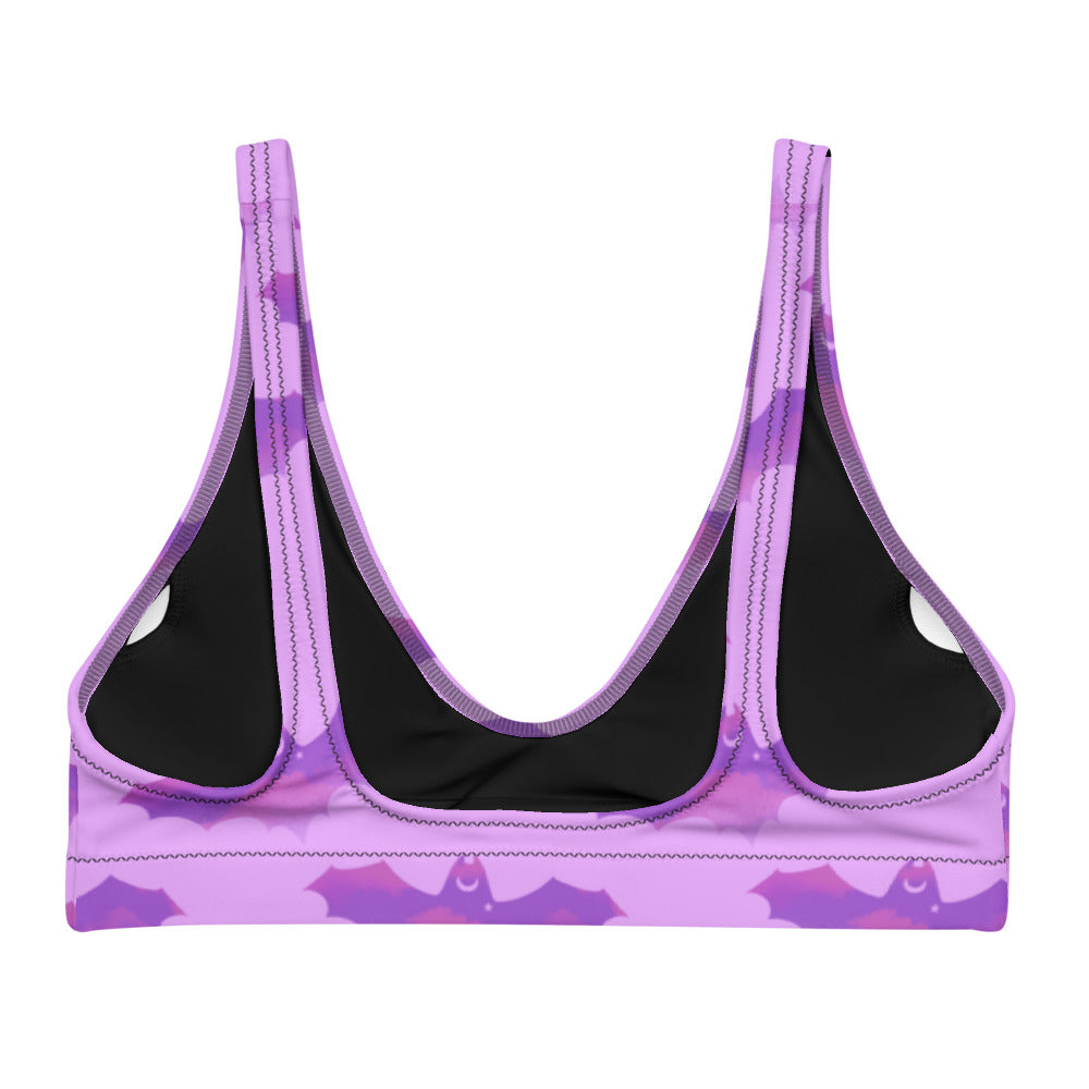 Stylish Aensland Padded Bikini Top featuring a fun bat print, perfect for sunny days and versatile mix-and-match options.