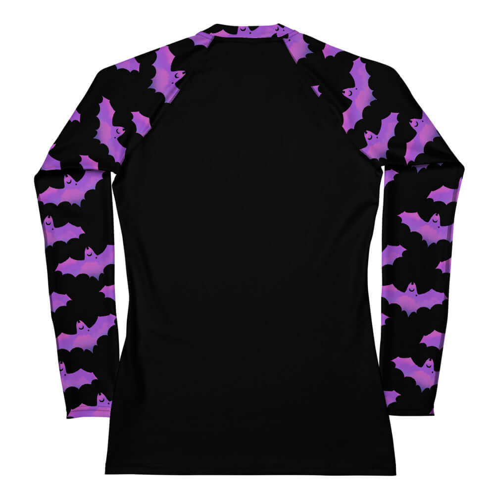 Aensland Rash Guard features a stylish bat print, perfect for active wear and sun protection during sports.
