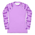 Versatile Aensland Rash Guard in purple with bat print, perfect for active outdoor sports and sun protection.