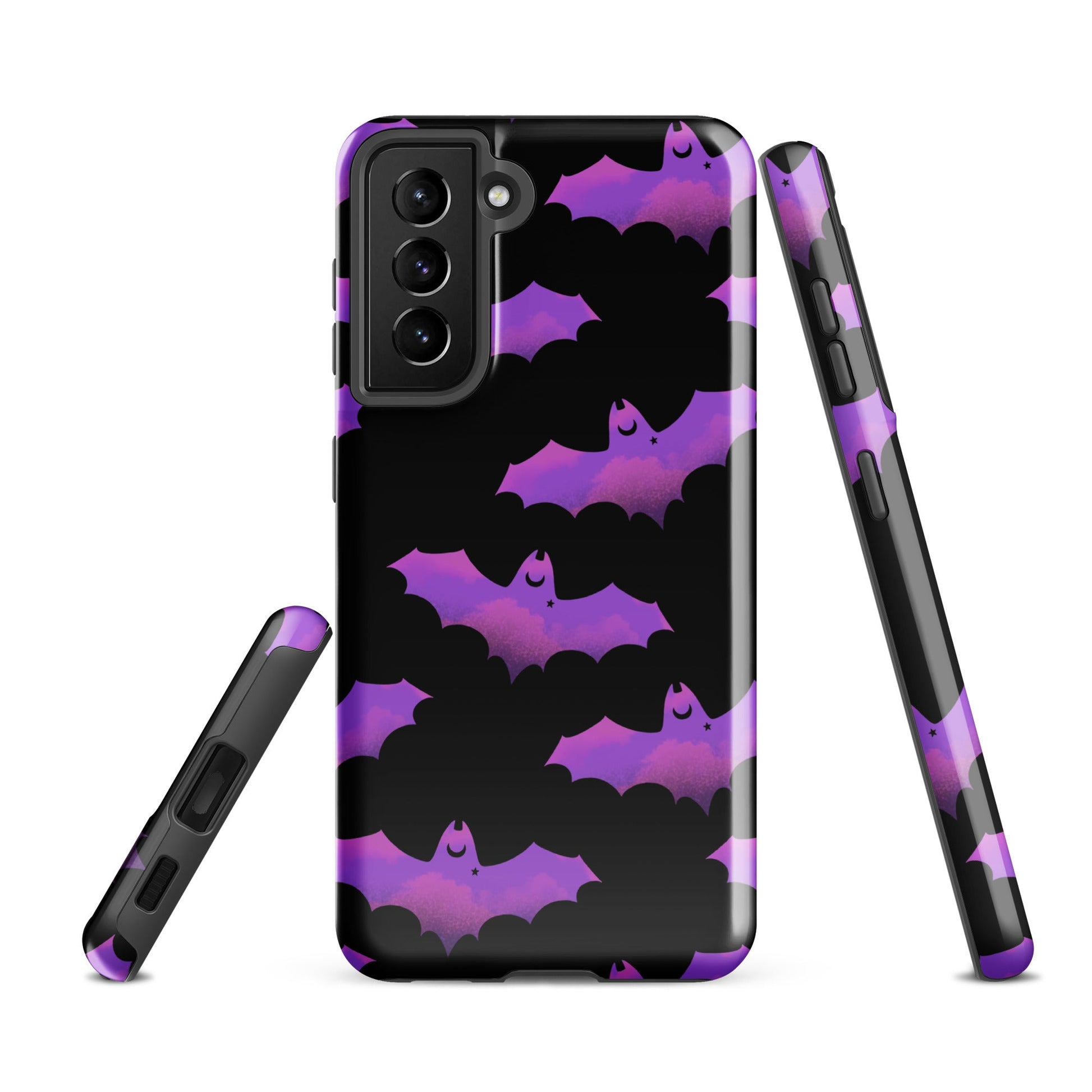 Stylish Aensland Samsung® Tough Case features a vibrant bat design, offering durability and protection for your phone.