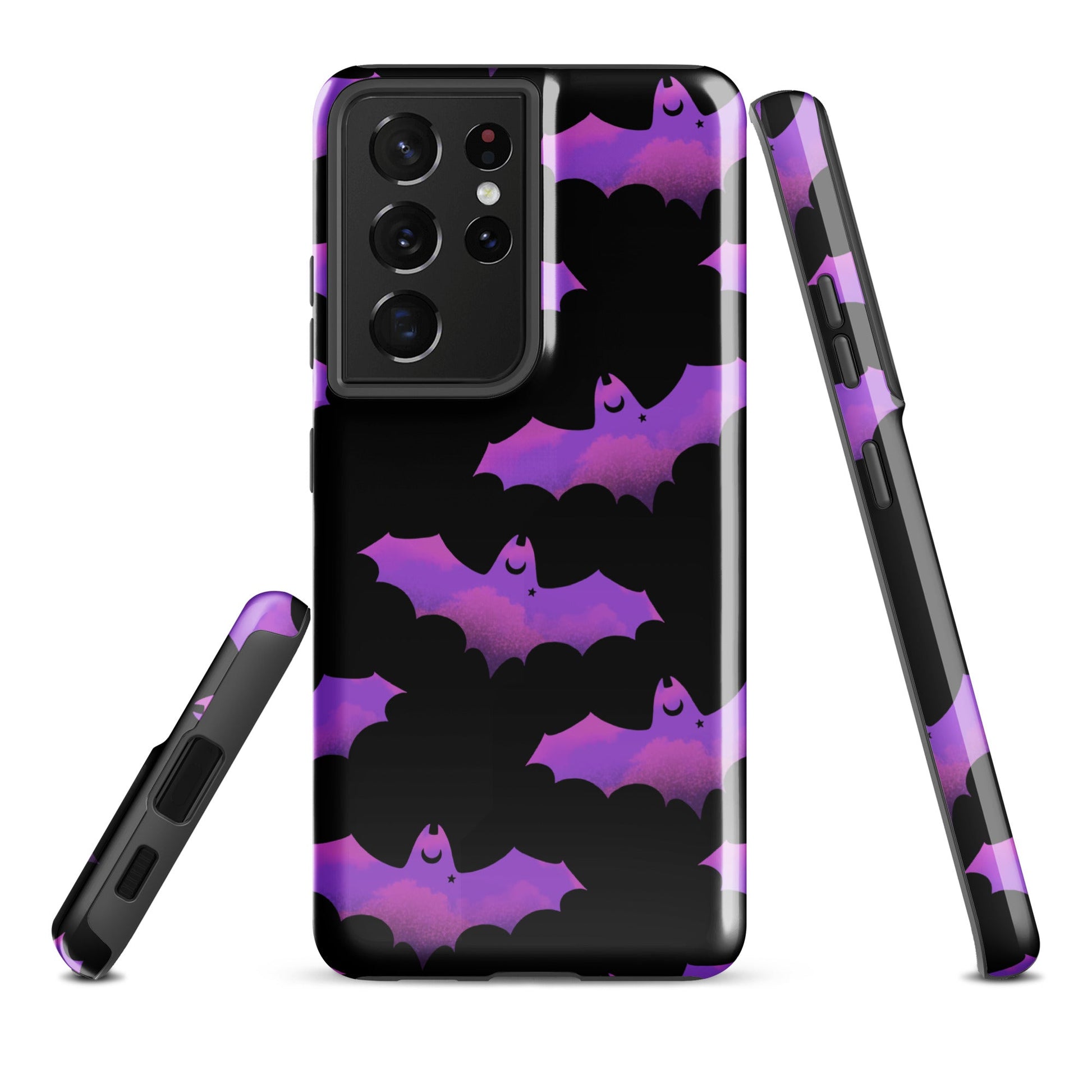 Stylish Aensland Samsung® Tough Case features a bat design, providing impact protection for your Samsung Galaxy S21 Ultra.