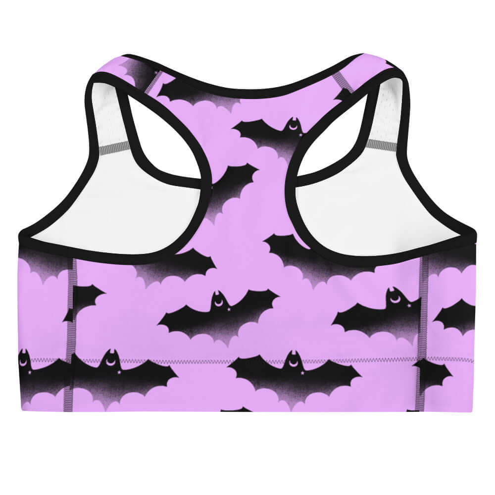 Aensland Sports bra features a vibrant bat print, blending style with comfort for your workouts.