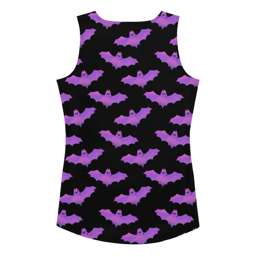 Stylish Aensland Tank Top featuring a vibrant bat design, perfect for sunny outings and inspired by Morrigan.