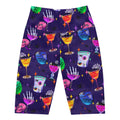 High-waisted Monster Party Biker Shorts feature a fun design, perfect for workouts or casual wear at home.