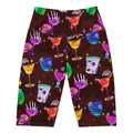 High-waisted Monster Party Biker Shorts featuring fun drink and skull designs, perfect for workouts and stylish outings.