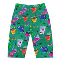Bright and fun Monster Party Biker Shorts featuring vibrant drinks and skulls, perfect for workouts or casual wear.