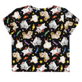 Festive Trick or Treaters Crop Top featuring playful animal designs, perfect for Halloween and year-round fun!