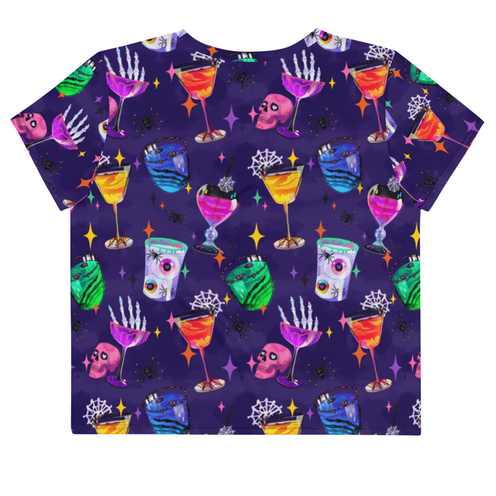 Colorful Monster Party Crop Top featuring fun designs, perfect for showcasing your inner ghoul in style.