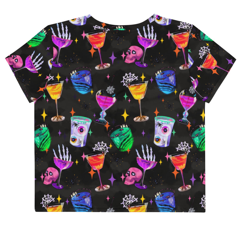 Colorful Monster Party Crop Top featuring fun designs, perfect for showcasing your inner ghoul at any occasion.
