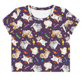 Cute and colorful Trick or Treaters Crop Top perfect for Halloween fun, available at your favorite store!