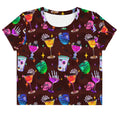 Colorful and fun, the Monster Party Crop Top is perfect for showcasing your style at any event.