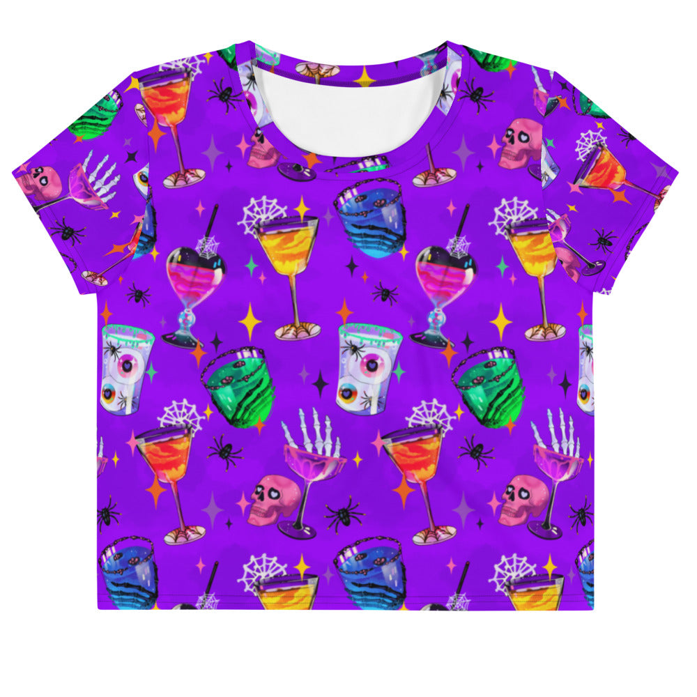Bright and fun Monster Party Crop Top featuring a unique design, perfect for showcasing your inner ghoul.