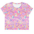 Bright and fun, the Glitter Gains Crop Top features pastel weights and stars, perfect for stylish workouts.