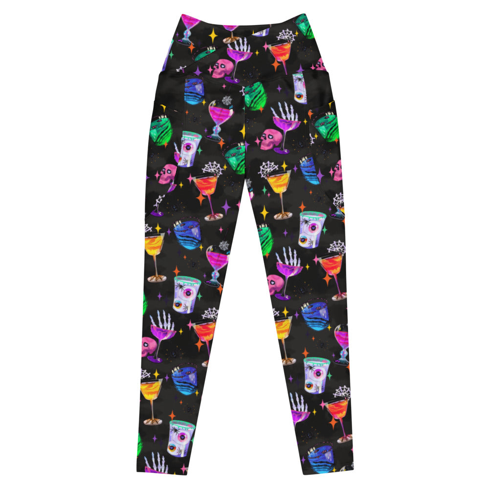 Premium Monster Party Leggings feature a vibrant Halloween design, perfect for workouts and spooky events.