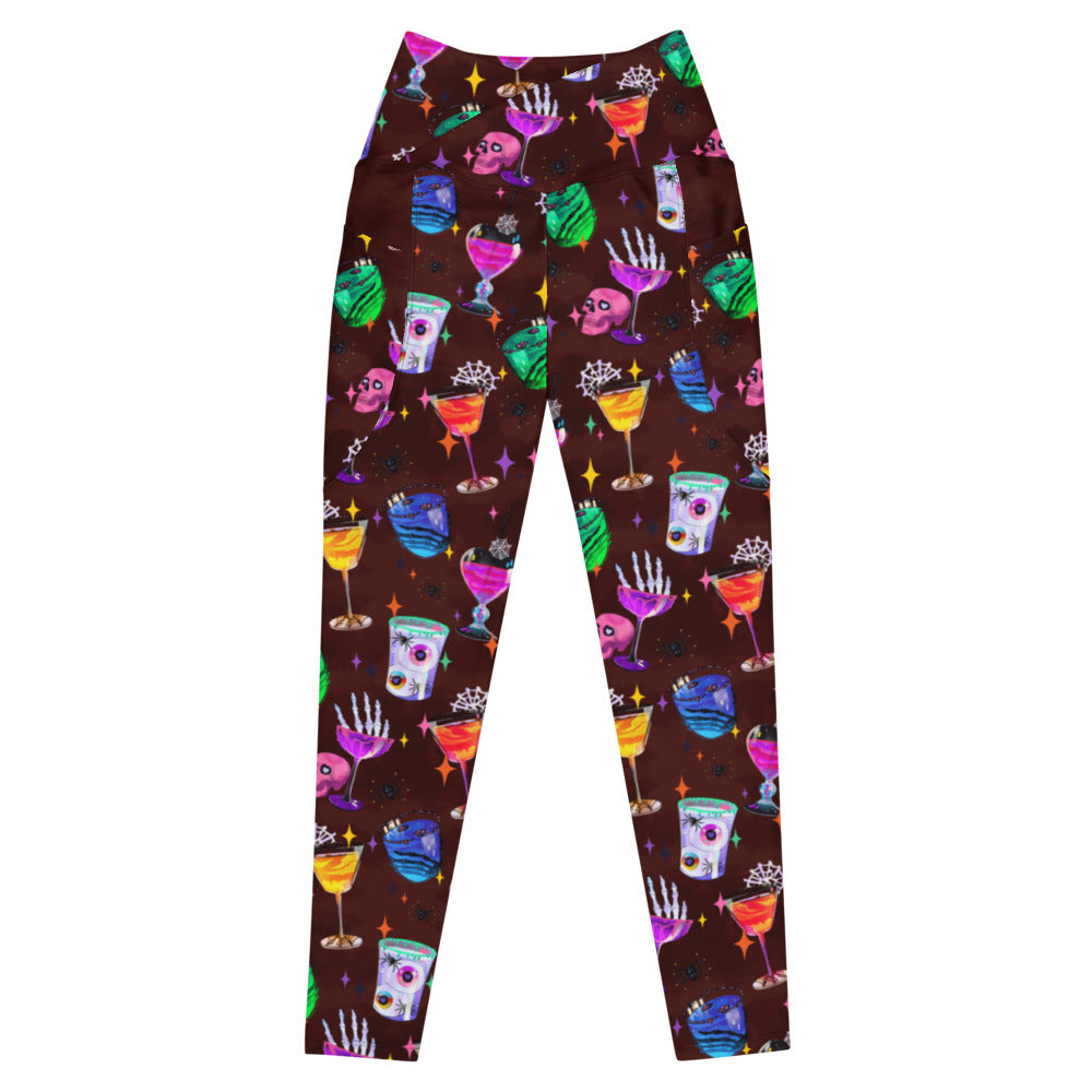 Stylish Premium Monster Party Leggings perfect for workouts and Halloween fun; vibrant design with spooky motifs.