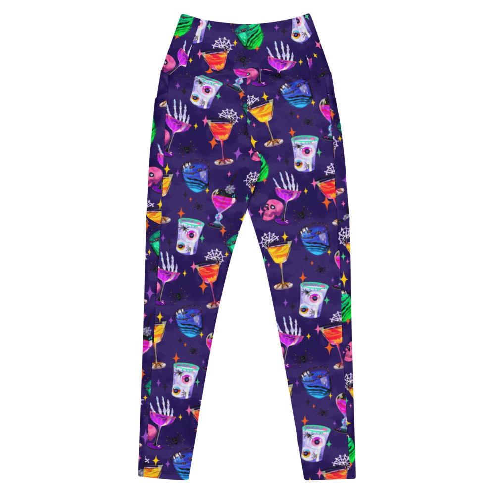 Stylish Premium Monster Party Leggings for workouts or Halloween fun, featuring vibrant colors and playful designs.