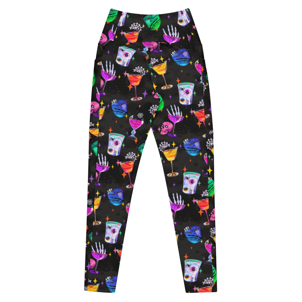 Premium Monster Party Leggings feature a vibrant Halloween design, perfect for workouts and spooky outings.