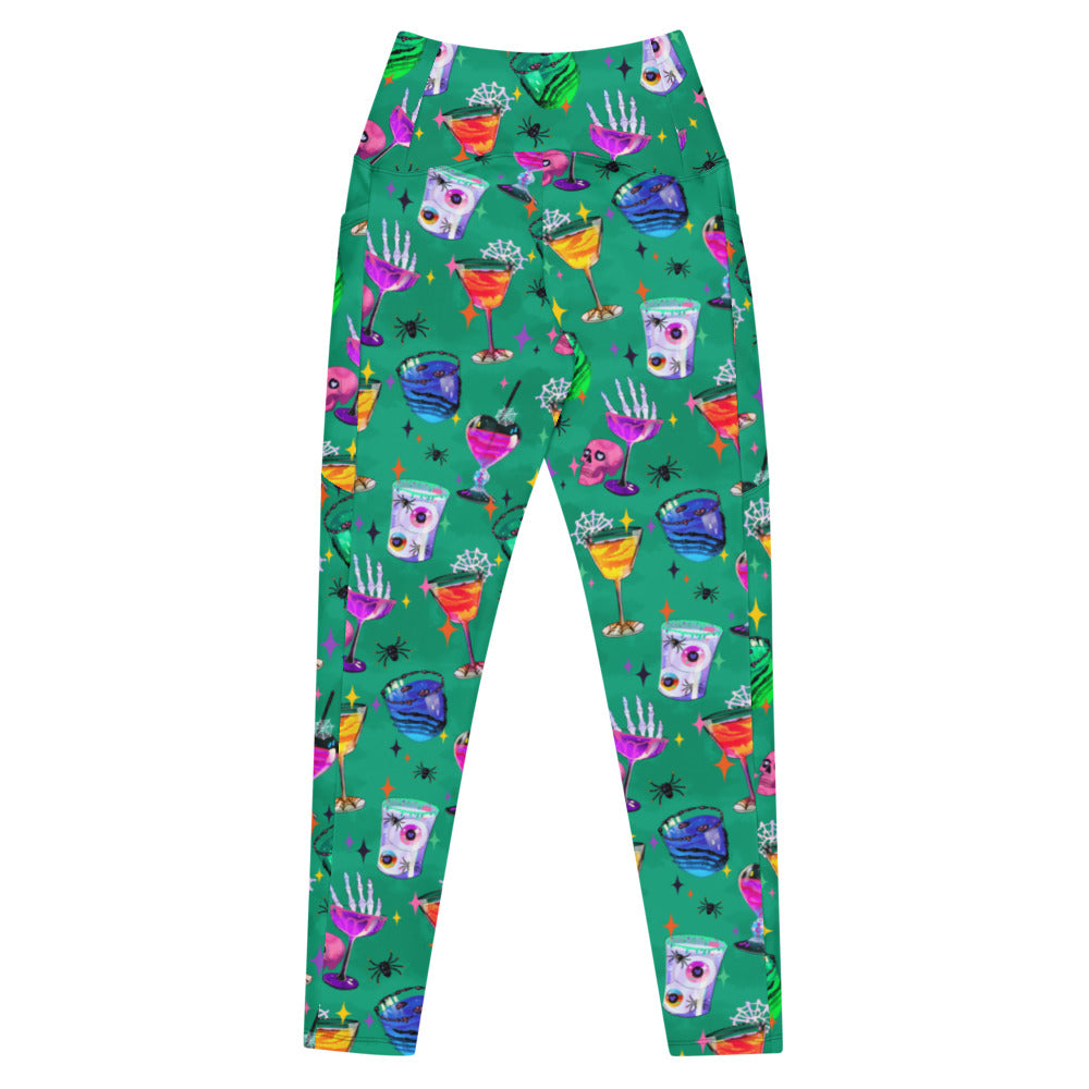 Stylish Premium Monster Party Leggings with vibrant Halloween designs, perfect for workouts and festive outings.