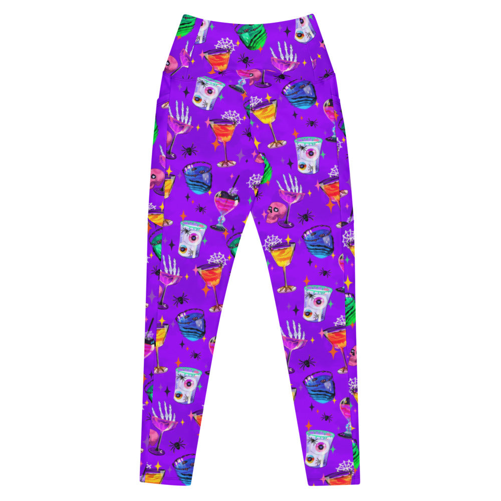 Vibrant Premium Monster Party Leggings, perfect for workouts and Halloween fun, featuring playful spooky designs.