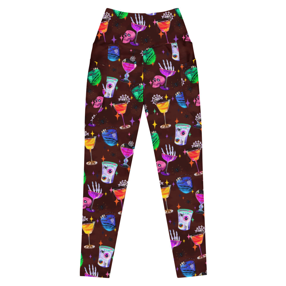 Stylish Premium Monster Party Leggings featuring vibrant Halloween designs, perfect for workouts and spooky events.