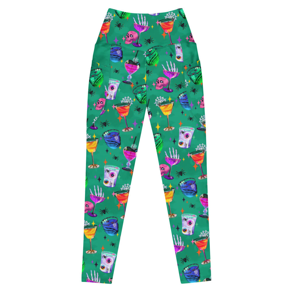 Premium Monster Party Leggings feature a fun, spooky design perfect for workouts and Halloween festivities.