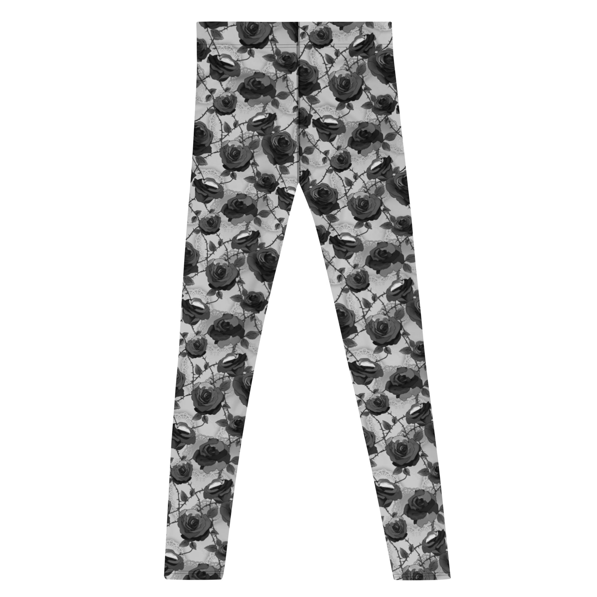 Stylish Men's Enchanted Rose Leggings featuring elegant rose designs, perfect for comfort and versatility.