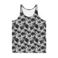 Men's Enchanted Rose Tank Top features a dark floral design, perfect for workouts or nights out in style.