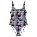 Colorful Enchanted Rose One-Piece Swimsuit, perfect for beach days and flattering for all figures. Ideal for summer fun!