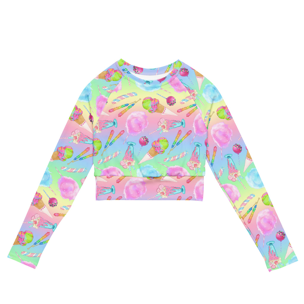 Rainbow Candy Long-sleeved Crop Top