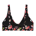 Bright and playful Matsuri Padded Bikini Top features dango, blossoms, and goldfish motifs, perfect for summer fun.