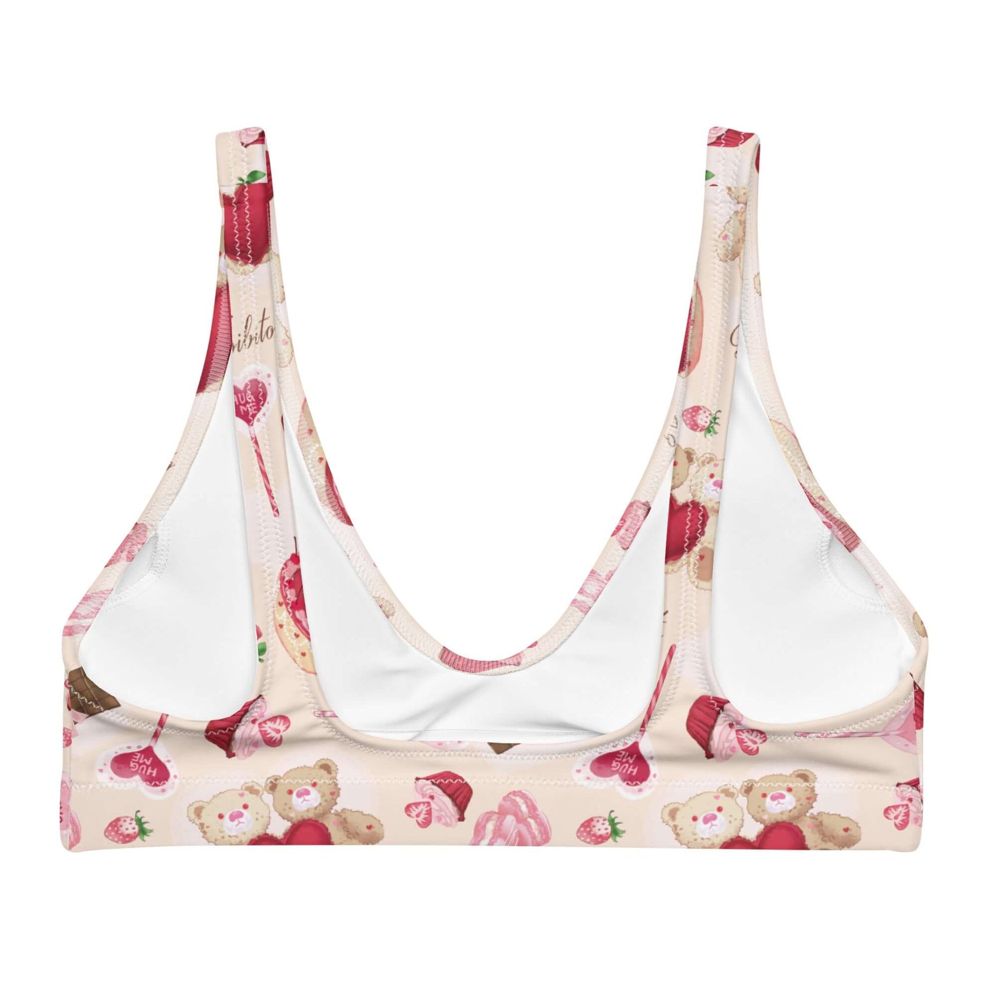 Sugar Sweetheart Padded Bikini Top features a playful design and removable pads for ultimate comfort and style.
