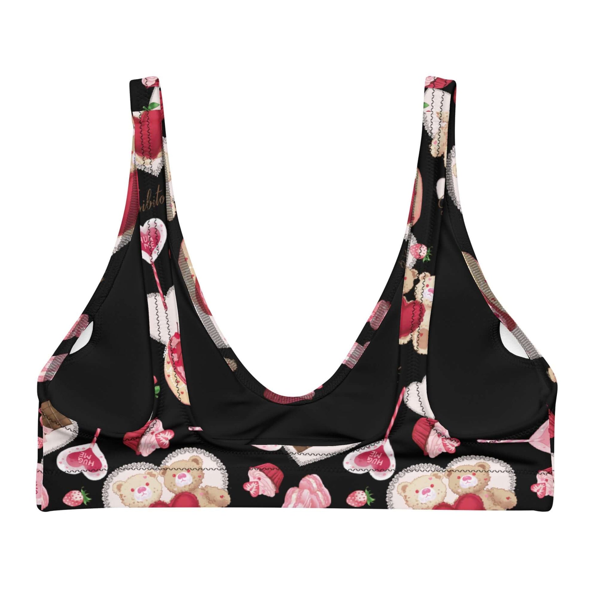 Sugar Sweetheart Padded Bikini Top features a fun print, perfect for mixing and matching for a trendy beach look.