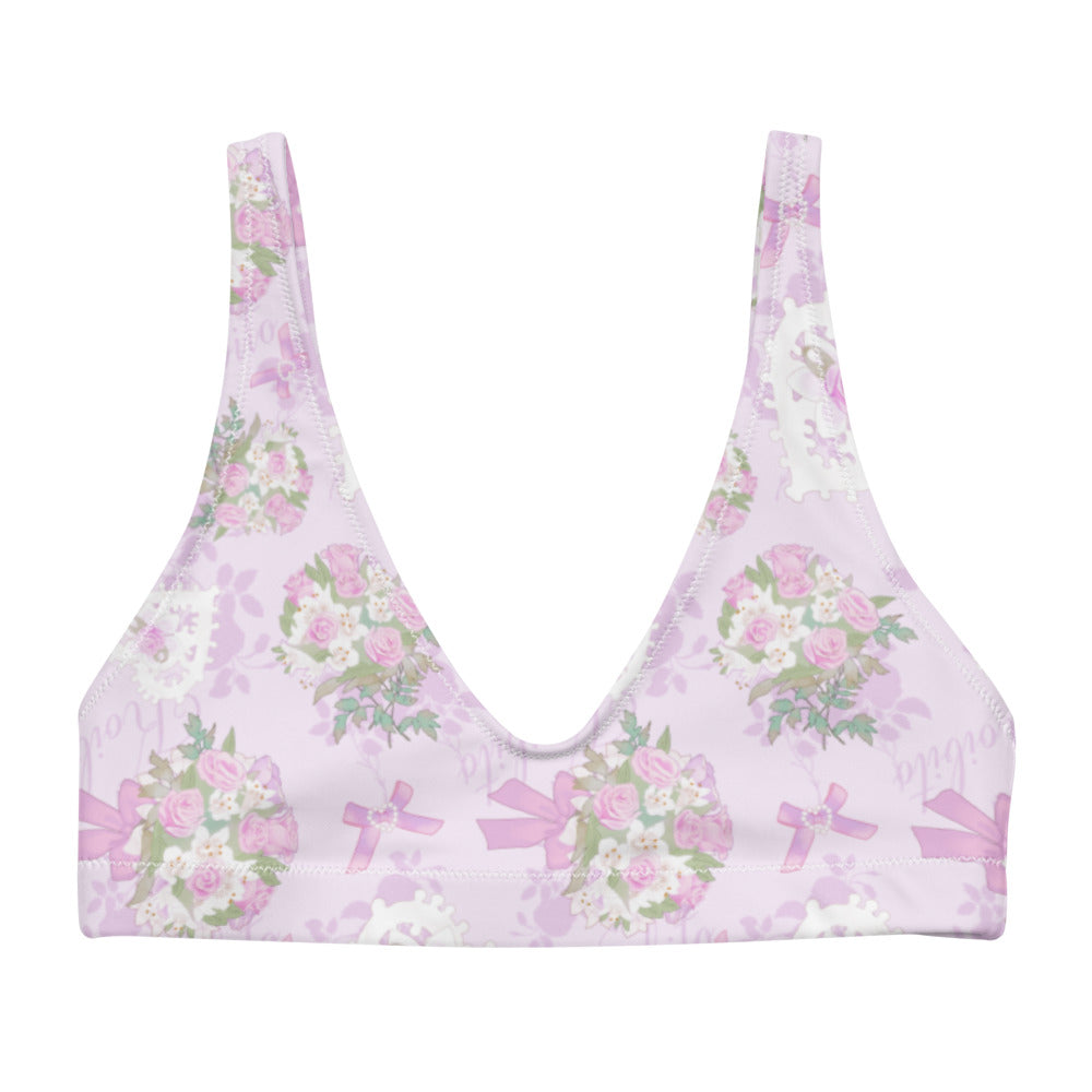 Floral-patterned Anniversary Padded Bikini Top, perfect for mixing and matching with your favorite bikini bottoms.
